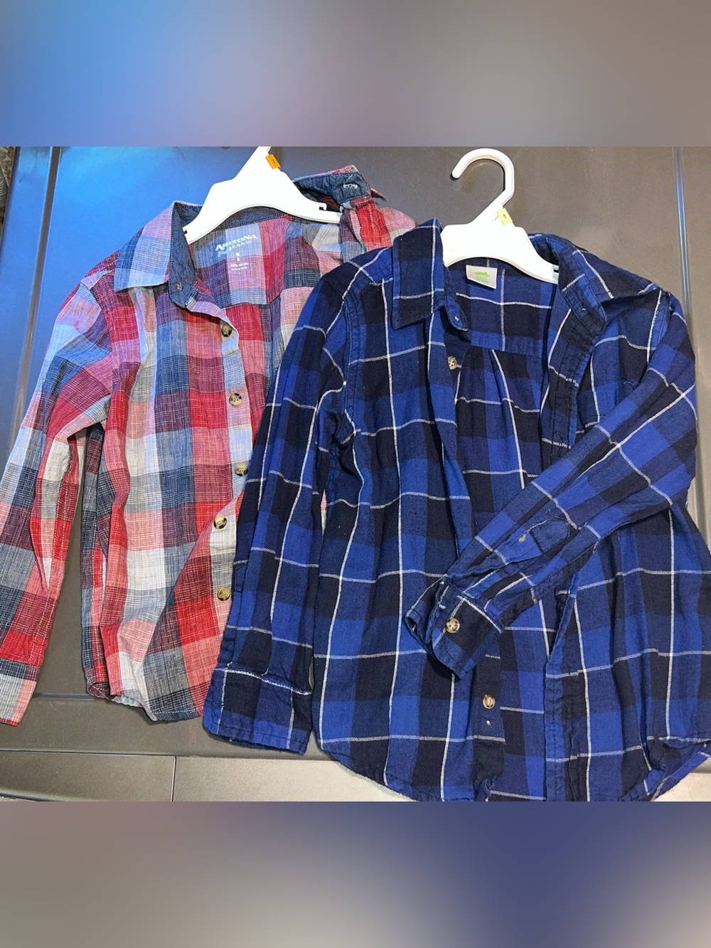 Arizona Jean Company Kids Plaid Button-Down Shirt Duo - Blue & Red Plaids